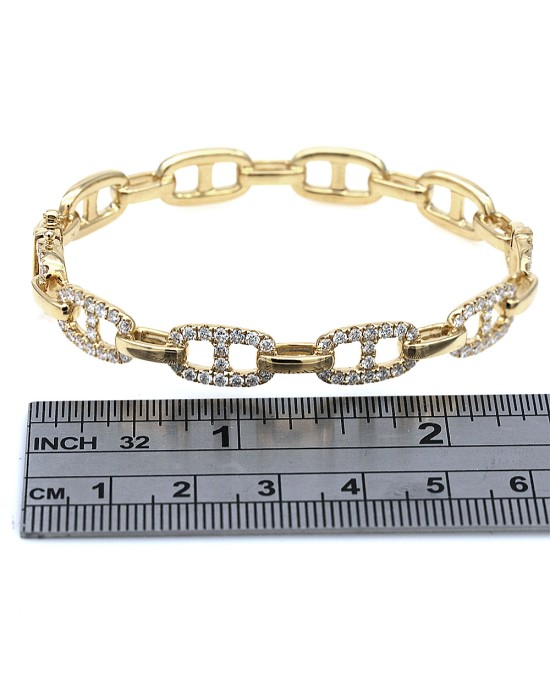 Diamond Mariner Link Bangle Bracelet